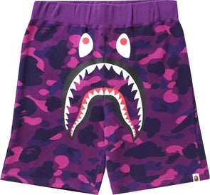 BAPE Color Camo Shark Sweat Shorts 'Purple'