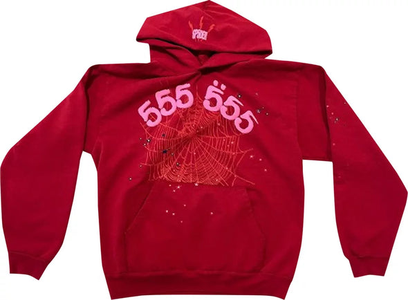 Sp5der Number 555 Hoodie 'Red'