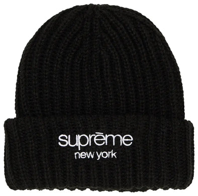 Supreme Classic Logo Chunky Ribbed Beanie 'Black'