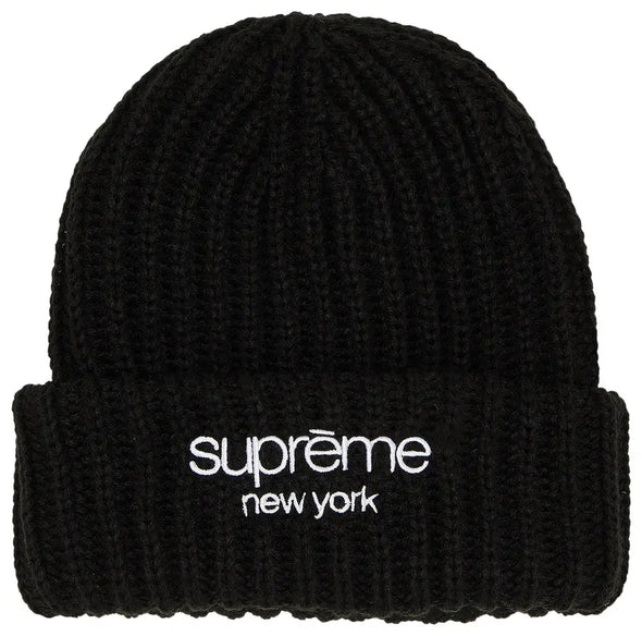 Supreme Classic Logo Chunky Ribbed Beanie 'Black'