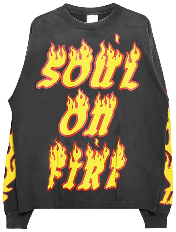 Saint Michael Soul On Fire Long-Sleeve T-Shirt 'Black'