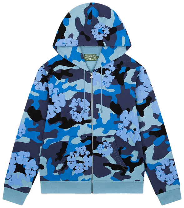 Denim Tears Wreath Zip Hoodie 'Blue Camo'