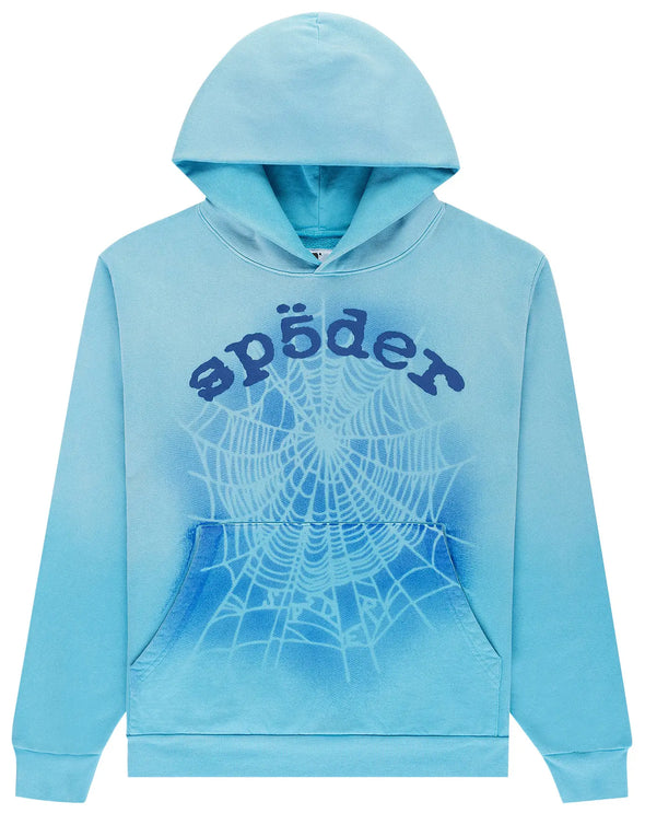 Sp5der OG Web V2 Spray Hoodie 'Light Blue'