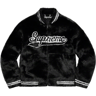 Supreme Faux Fur Varsity Jacket 'Black'