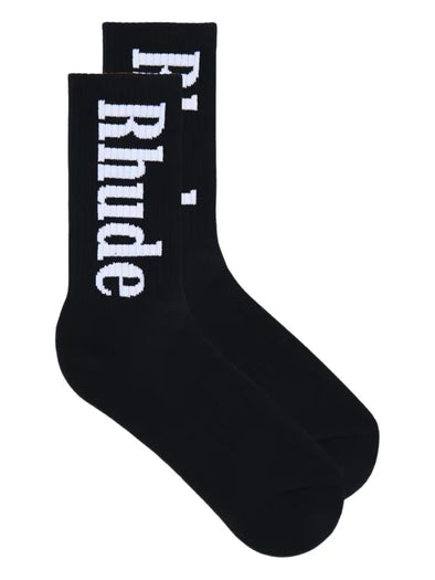 Rhude Vertical Logo Socks 'Black/White'