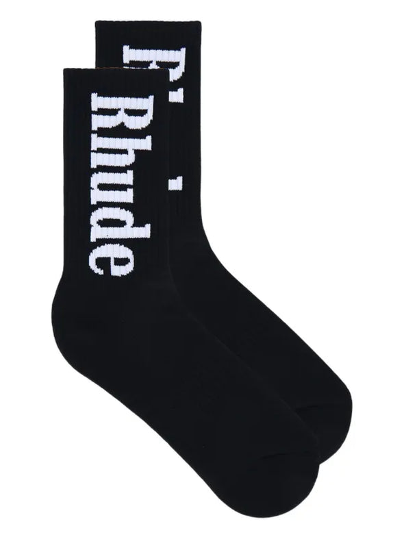 Rhude Vertical Logo Socks 'Black/White'