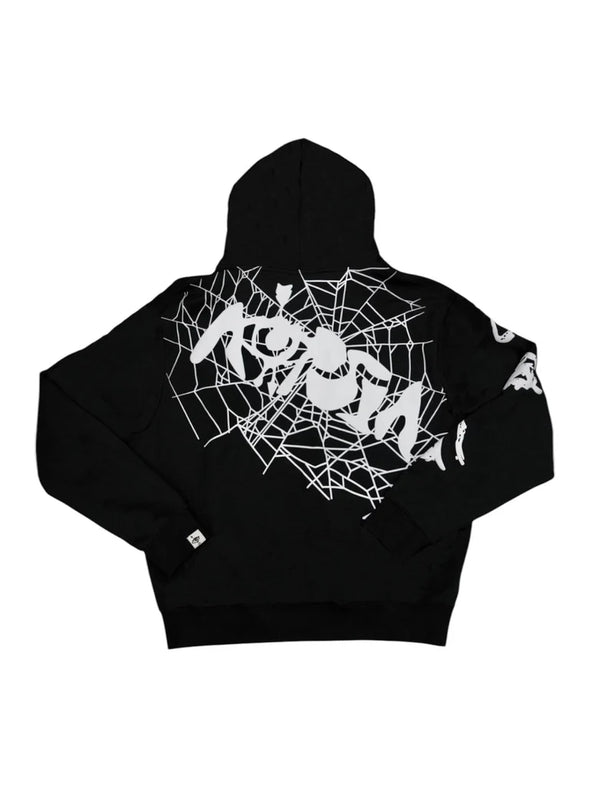 Aopsia Spider Hoodie White on Black