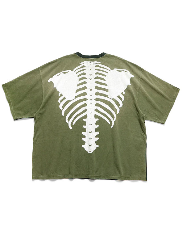 KAPITAL Jersey 2TONES BIG Pocket T (BONE) 'BLACK X KHAKI'