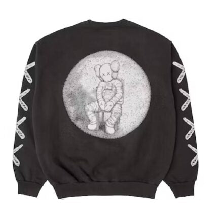 KAWS Kid Cudi Moon Man Back Print Crewneck Sweatshirt Vintage Black