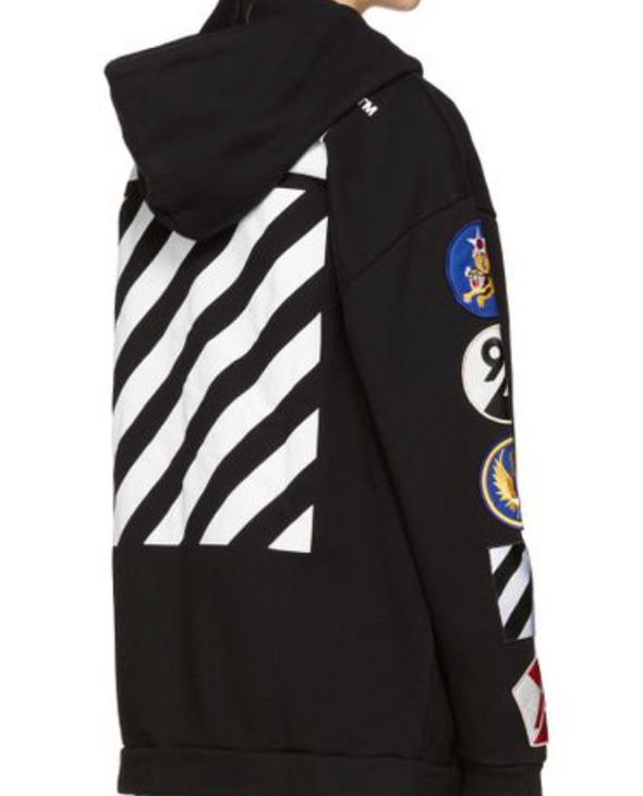 Off-White Black Patch Zipped Hoodie