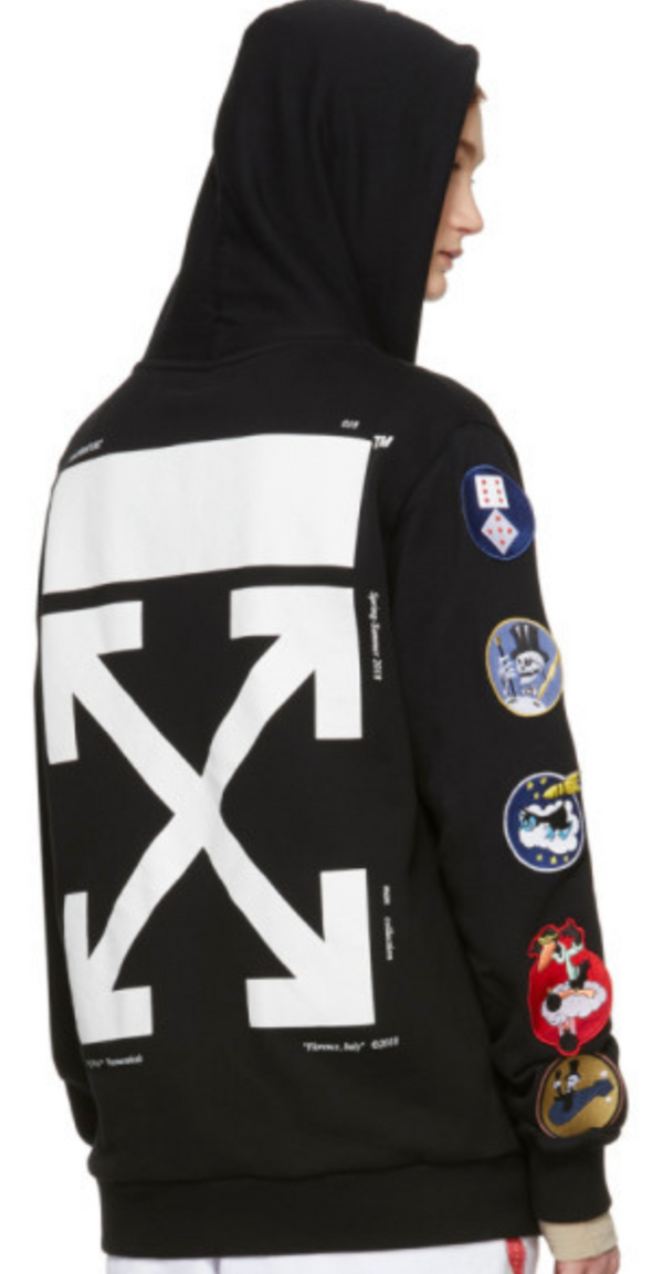 Off-White Black Patch Zipped Hoodie