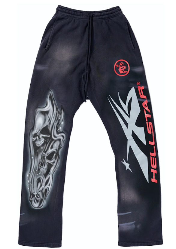 Hellstar Airbrushed Skull Flare Bottom Sweatpants