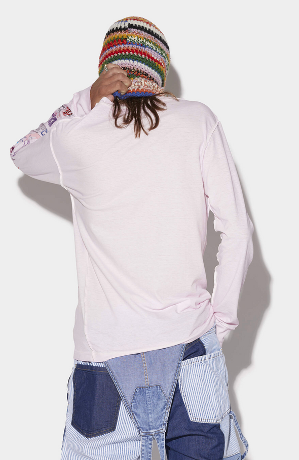 Dsquared2 pink scribbles long sleeve t shirt