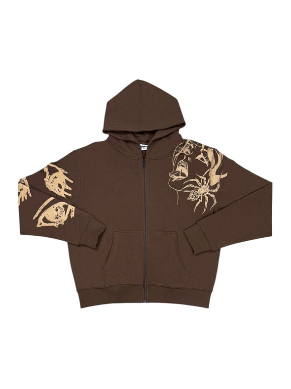 Aopsia Spider Brown and Cream Hoodie