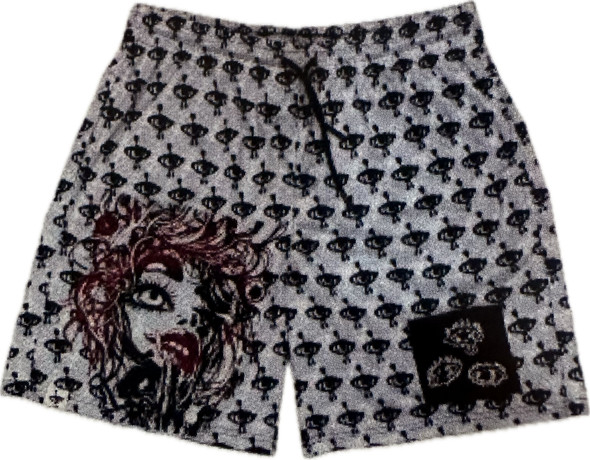 AOPSIA Red LipsMesh Shorts