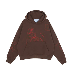 Jungles 'Slow Down' Embroidered Hoodie Brown