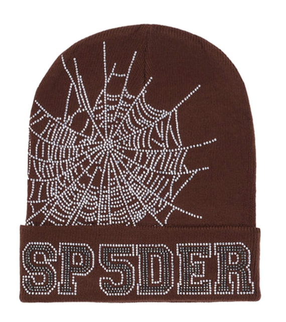 Sp5der Rhinestone Web Beanie