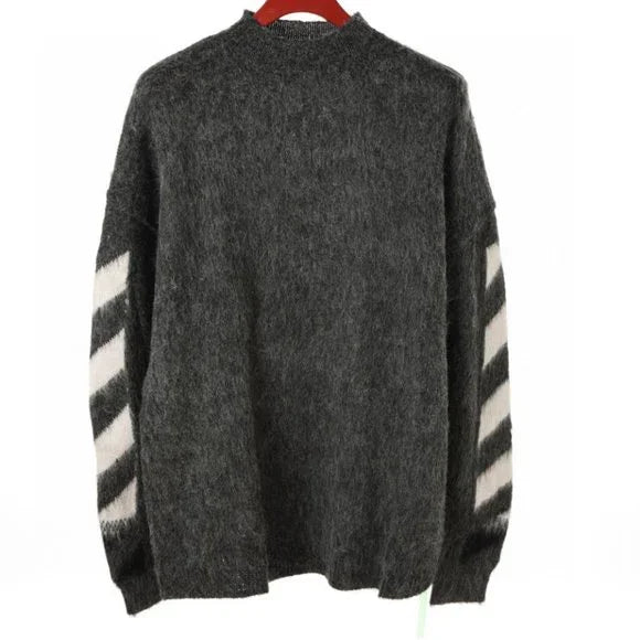 OFF-WHITE Grey Brushed Mohair Sweater